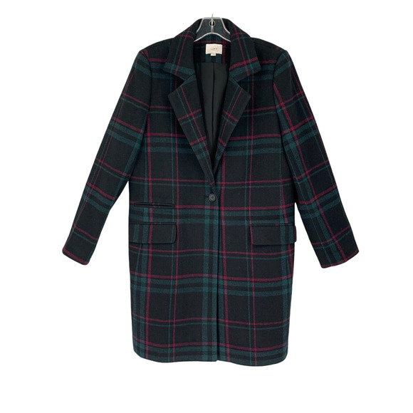 LOFT One Button Plaid Coat NEW Charcoal Lined - Picture 1 of 11